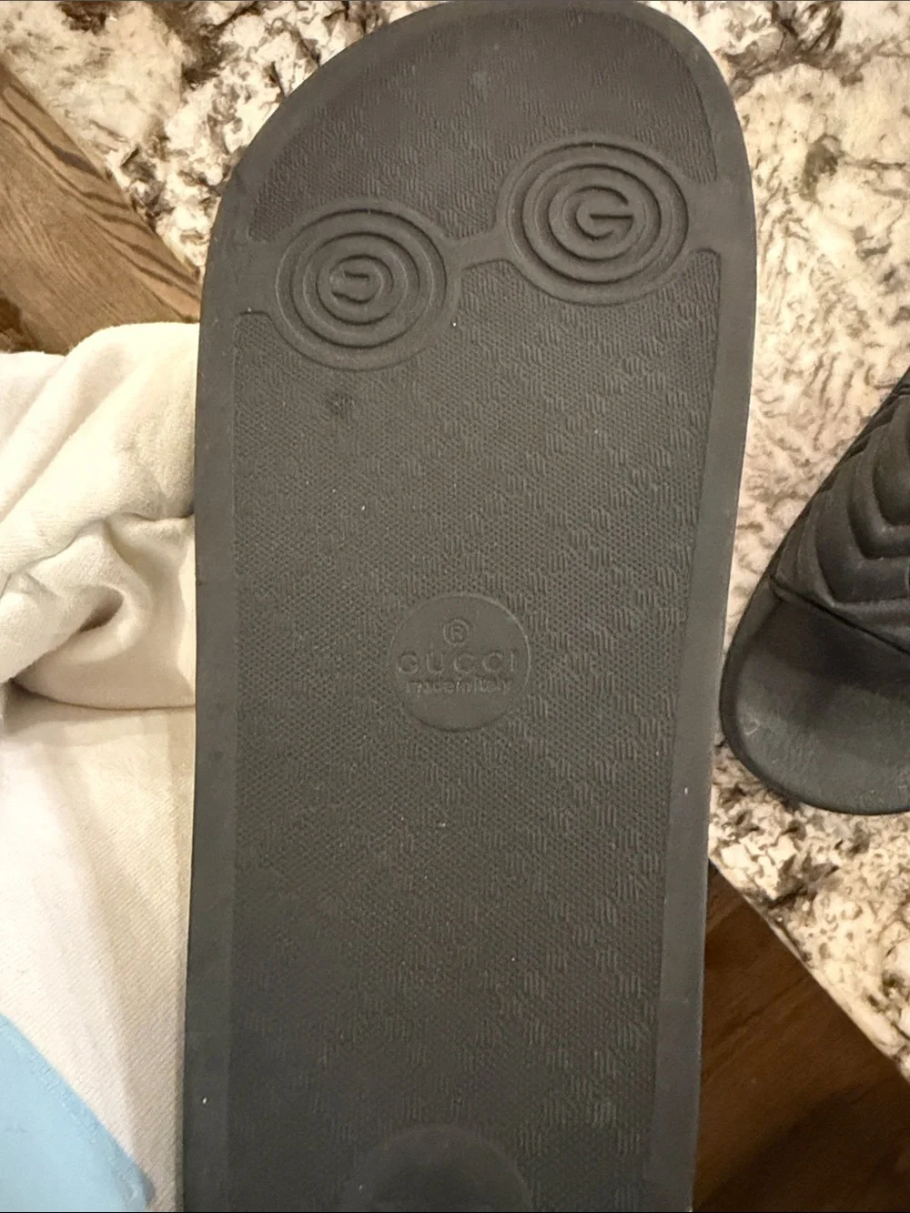 Gucci Black Embossed GG Rubber Slide Sandals